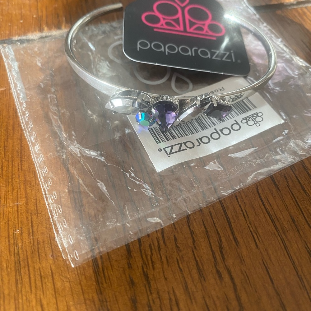 Paparazzi Silver Bracelet with Purple Accents